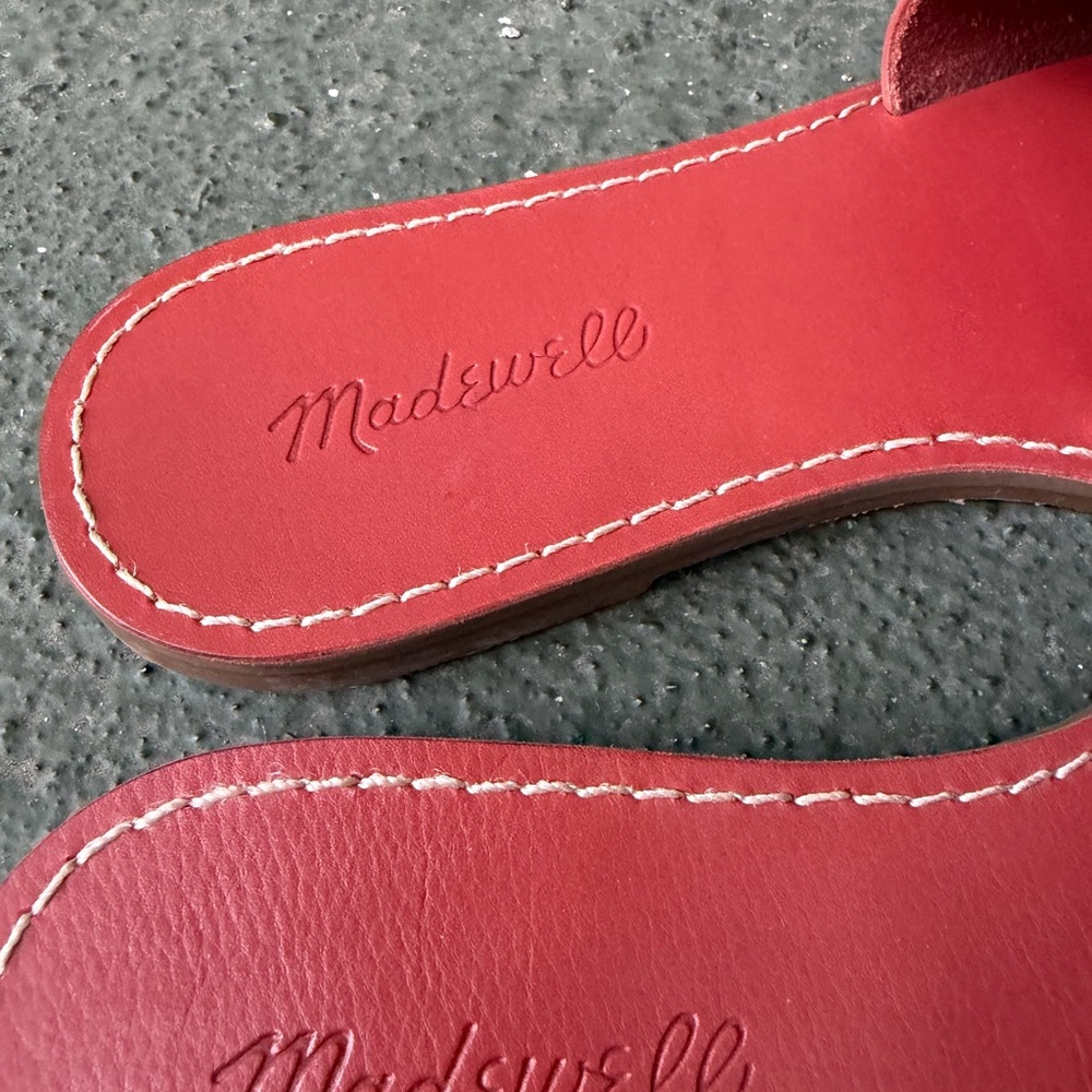 NWOB Madewell The Boardwalk Post Slide Sandal Red Size 7.5 Vacation Resortwear - Picture 6 of 8